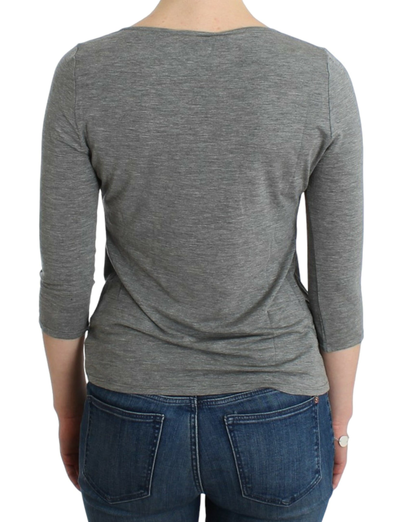 Elegante maglione grigio in misto cashmere