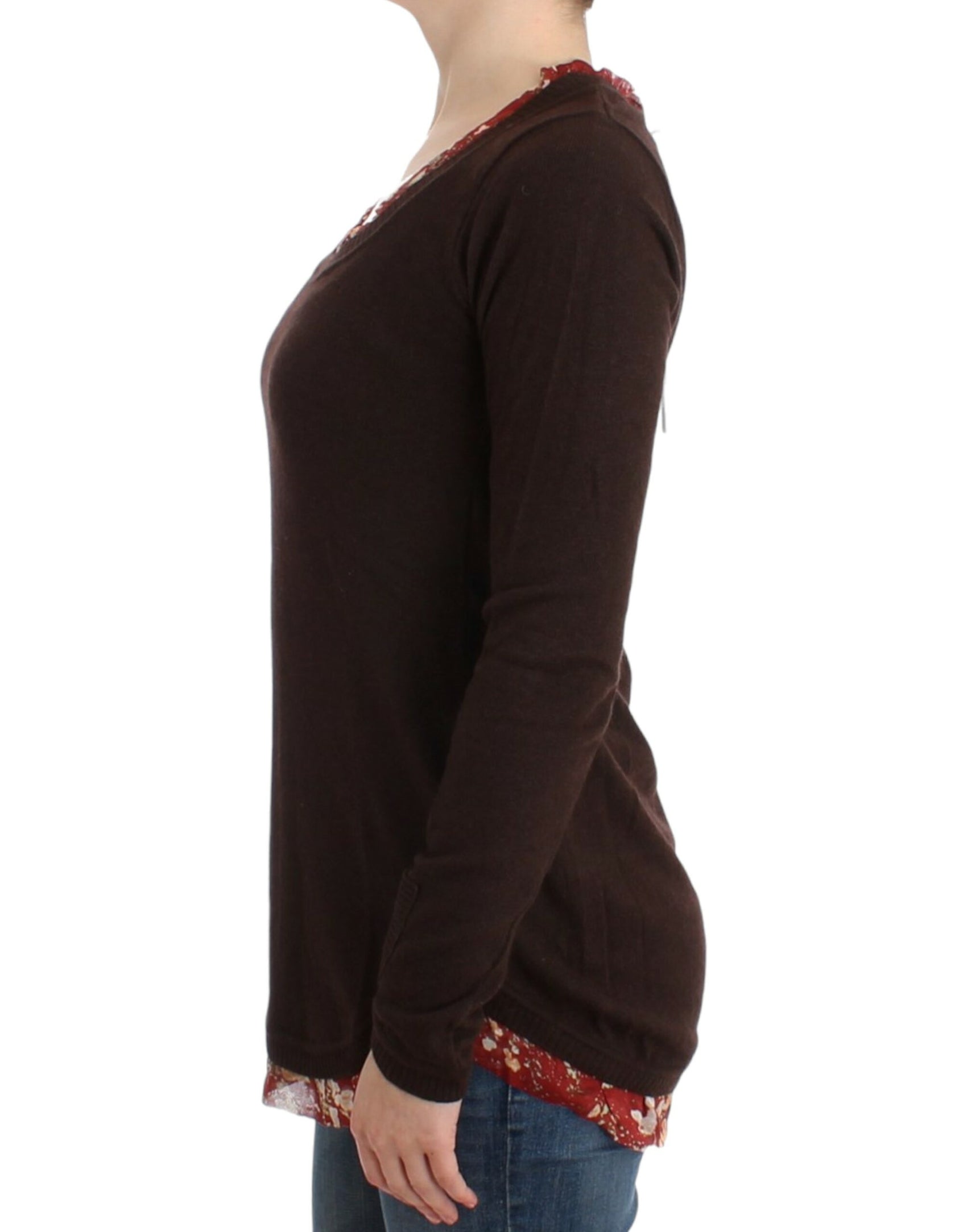 Maglione girocollo chic con applicazioni in seta