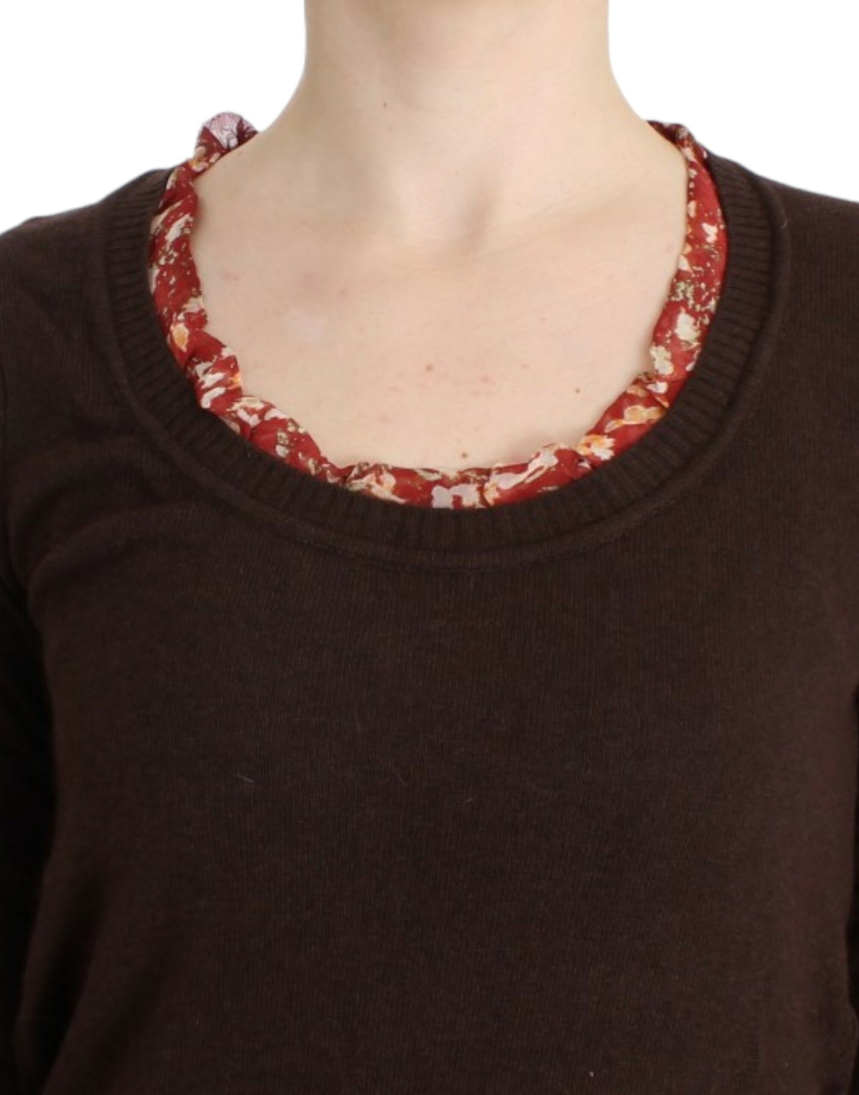 Maglione girocollo chic con applicazioni in seta