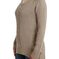 Elegant Beige Knitted Crew Neck Sweater