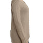 Elegant Beige Knitted Crew Neck Sweater