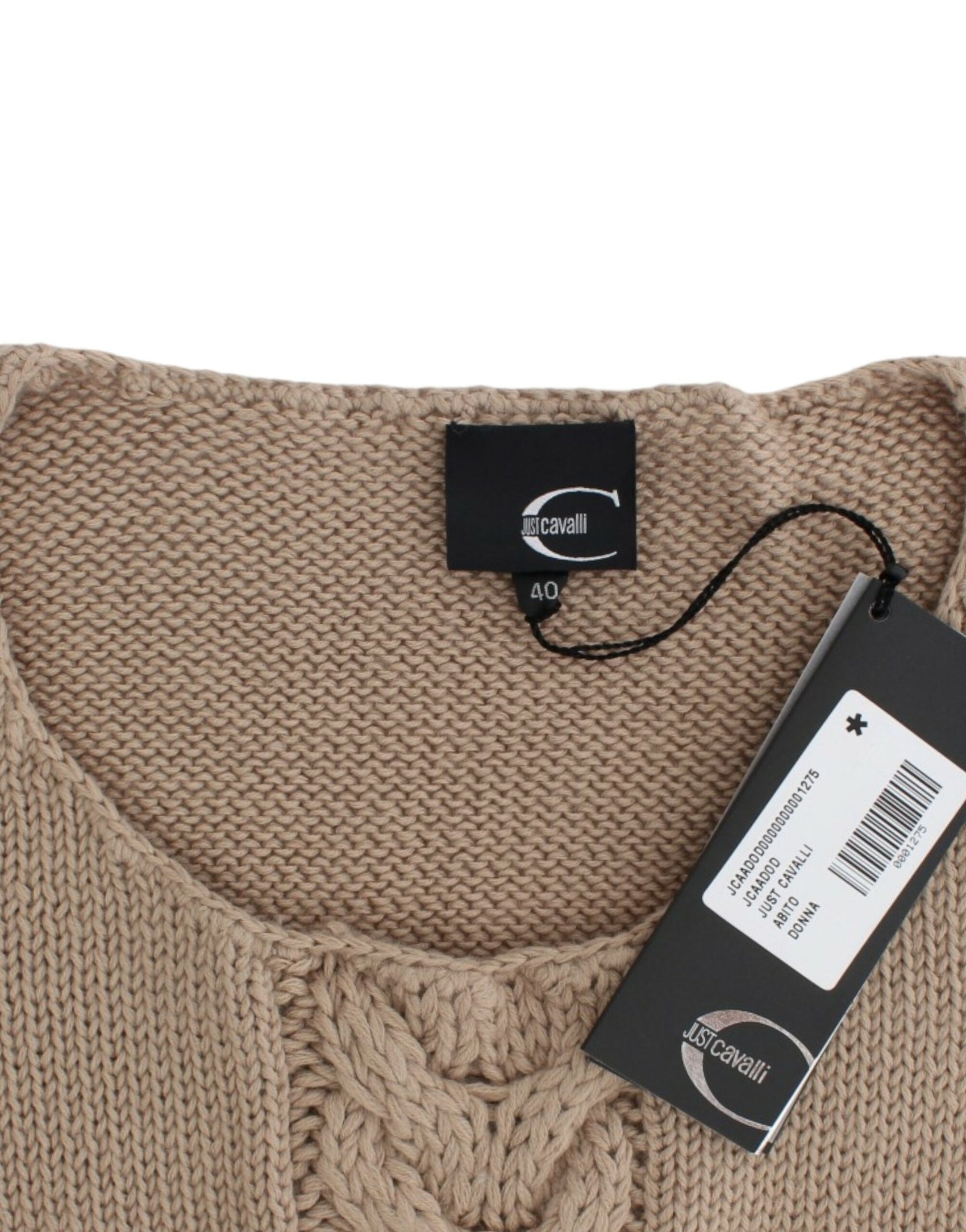 Elegante maglione girocollo lavorato a maglia beige