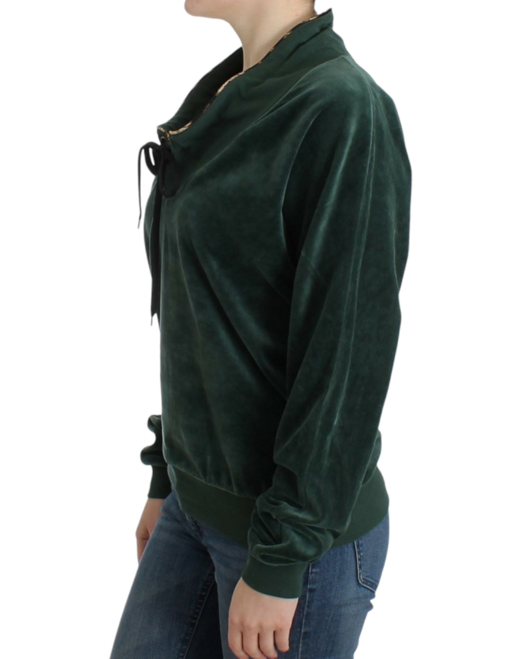 Elegante maglione verde finto con dettaglio in strass