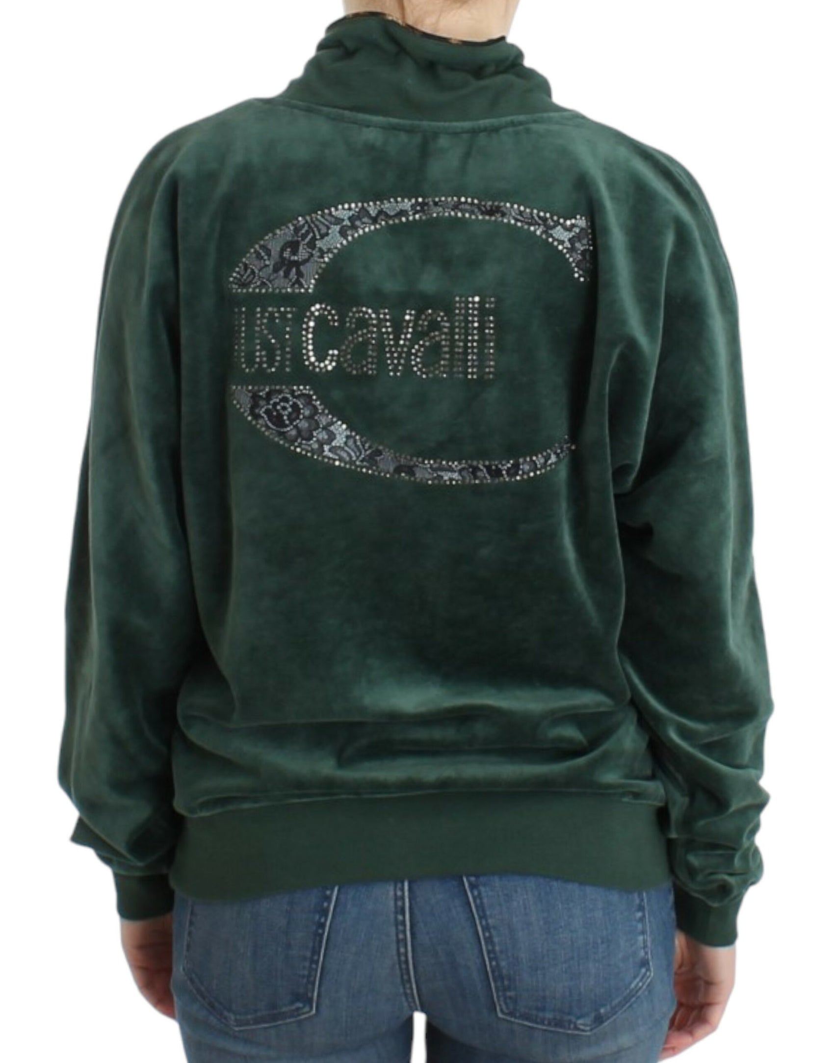 Elegante maglione verde finto con dettaglio in strass