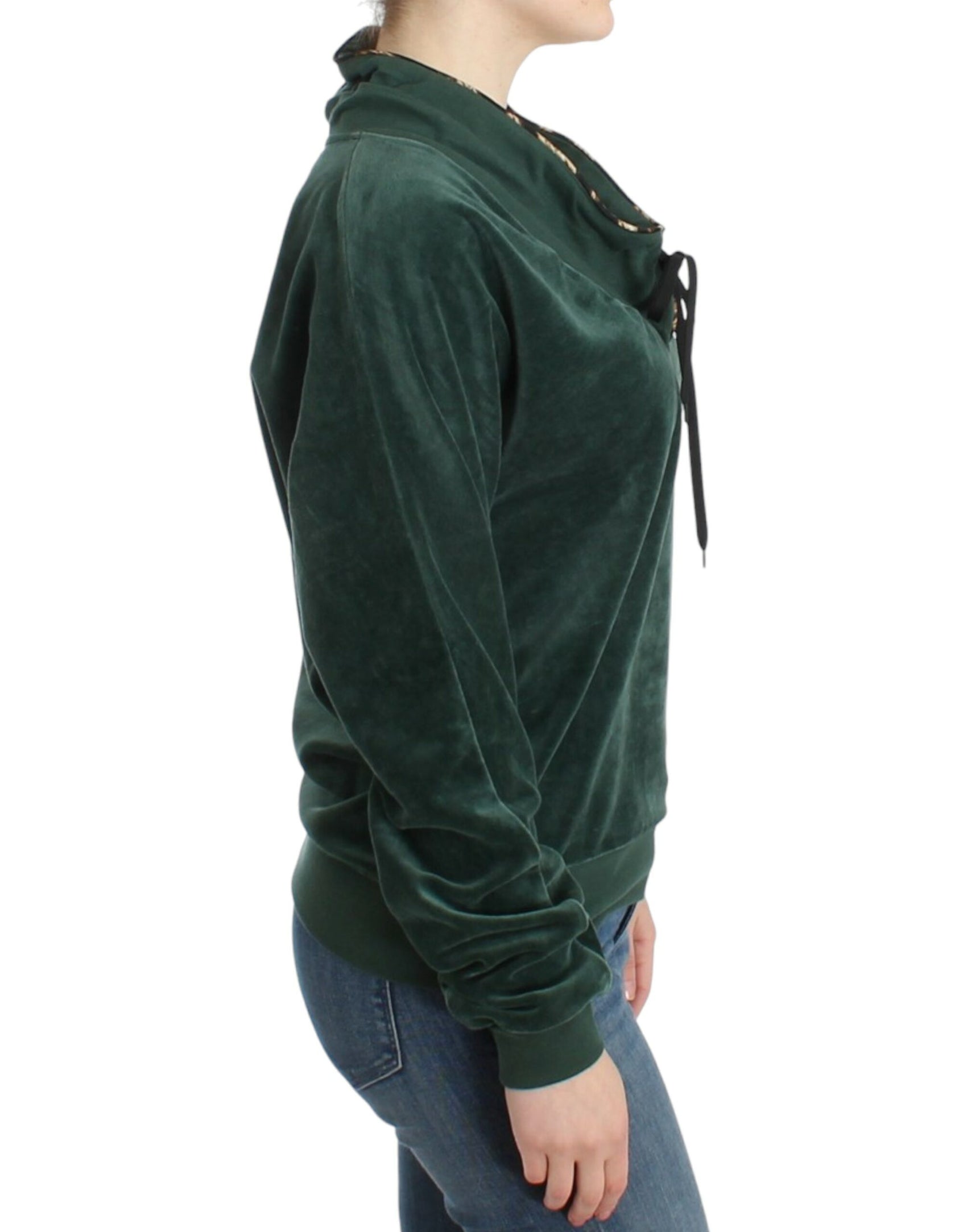 Elegante maglione verde finto con dettaglio in strass