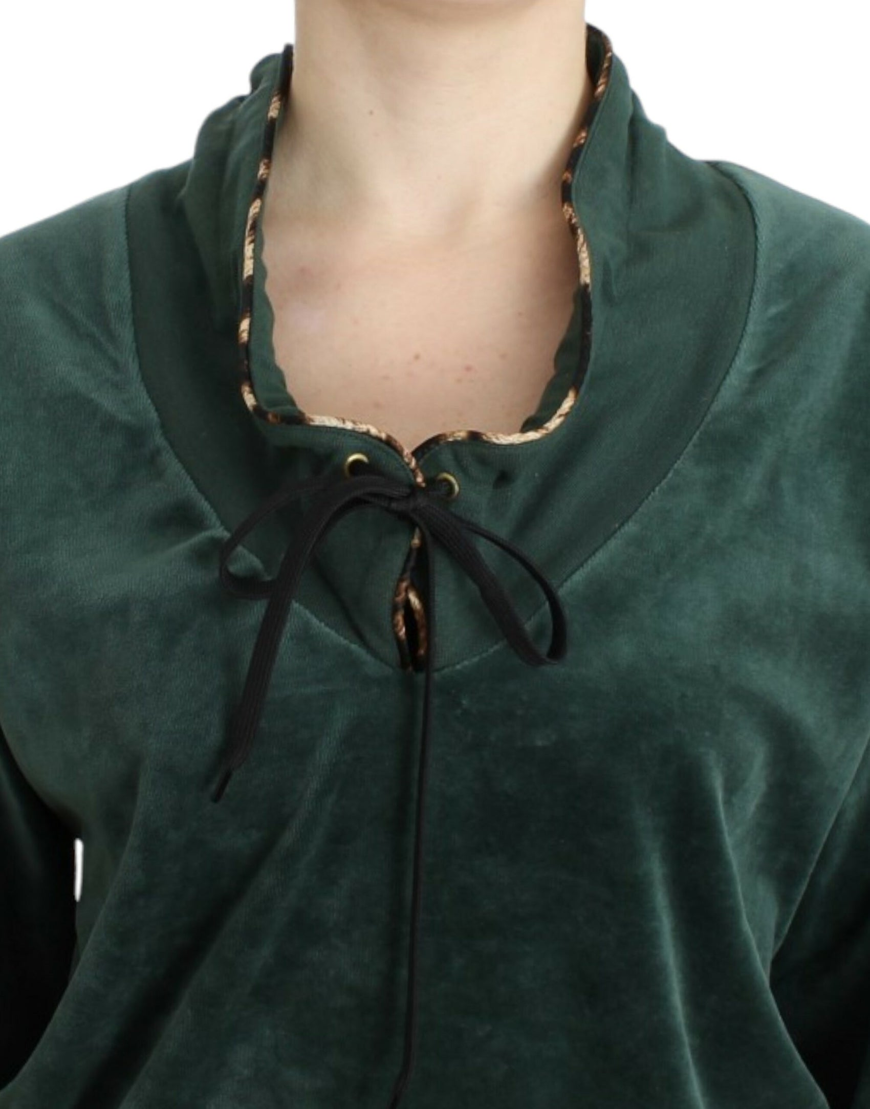 Elegante maglione verde finto con dettaglio in strass
