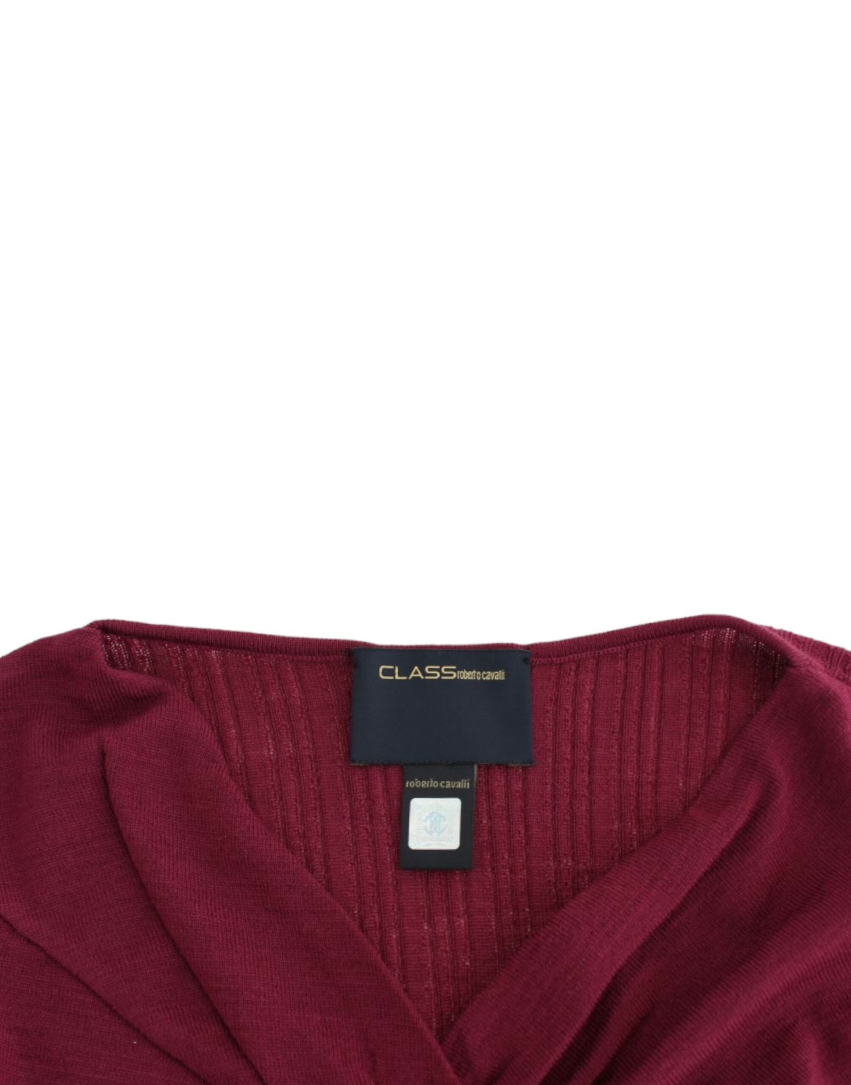Elegante maglione viola in lana con buco della serratura