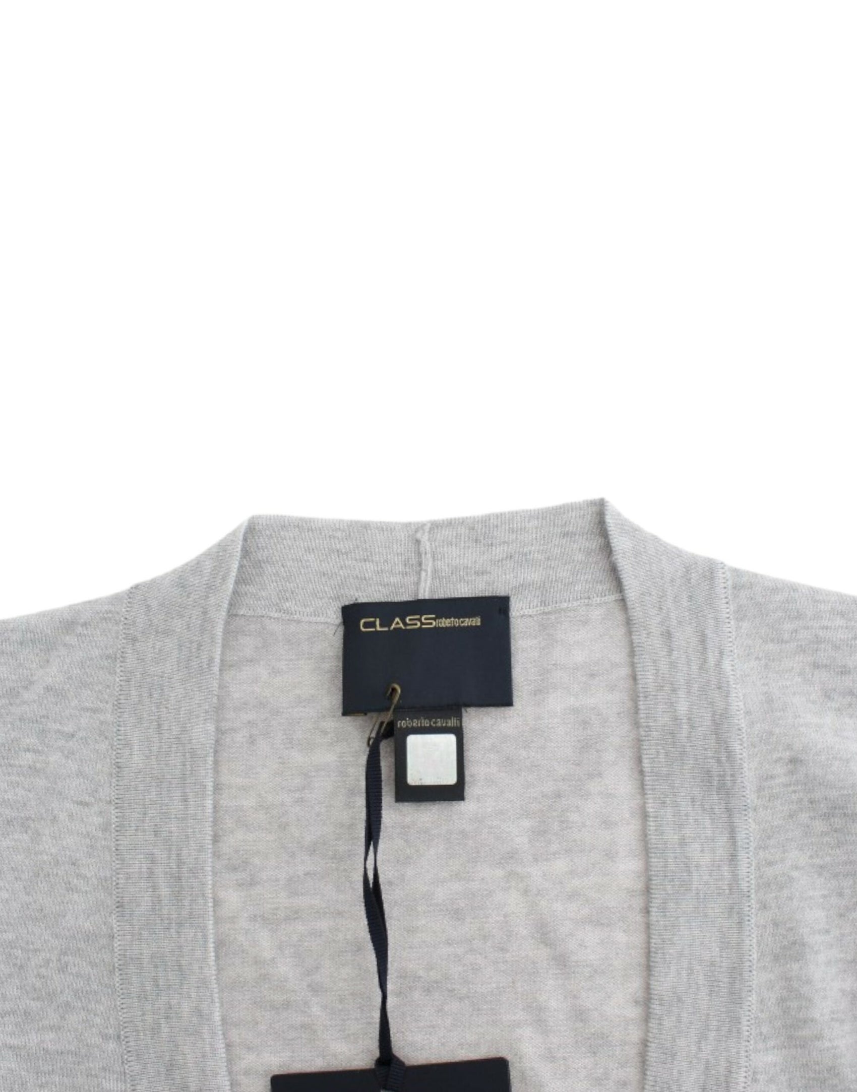 Cardigan corto in lana vergine in grigio chic