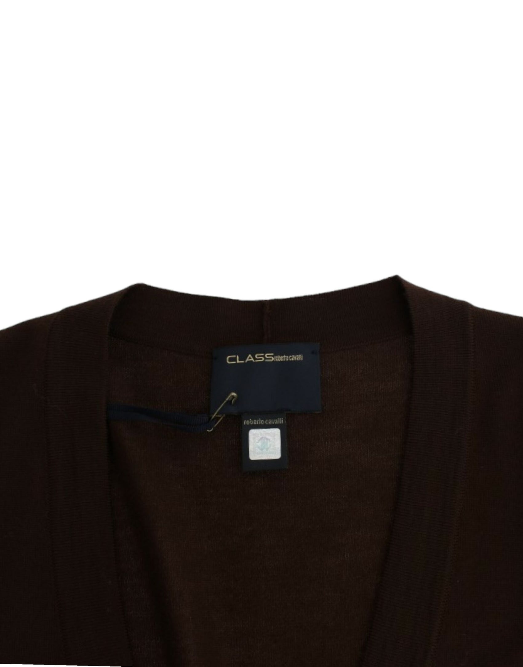 Elegante cardigan corto in lana vergine marrone