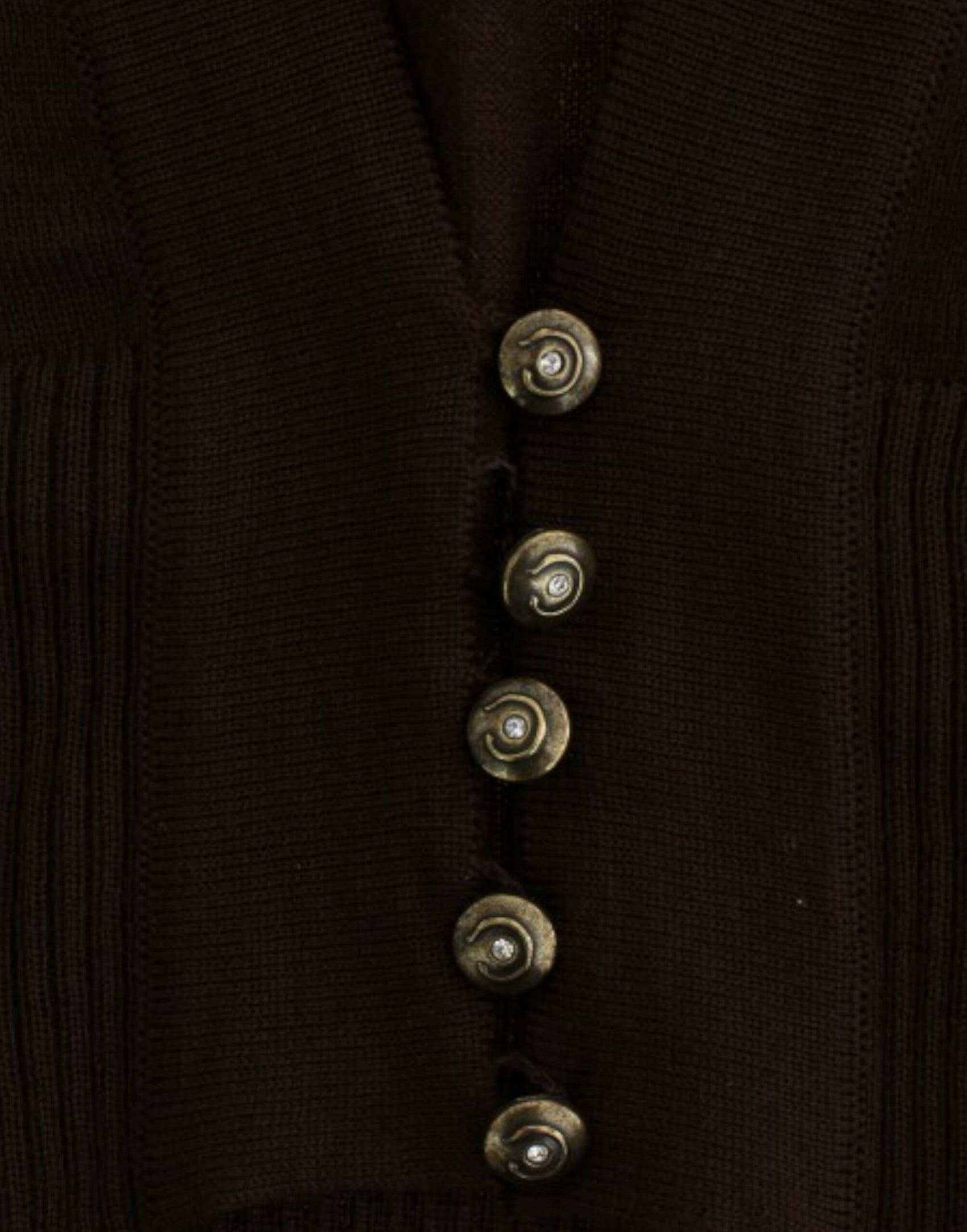 Elegante cardigan corto in lana vergine marrone