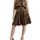Dolce & Gabbana Brown Leopard Print Sleeveless A-line Dress