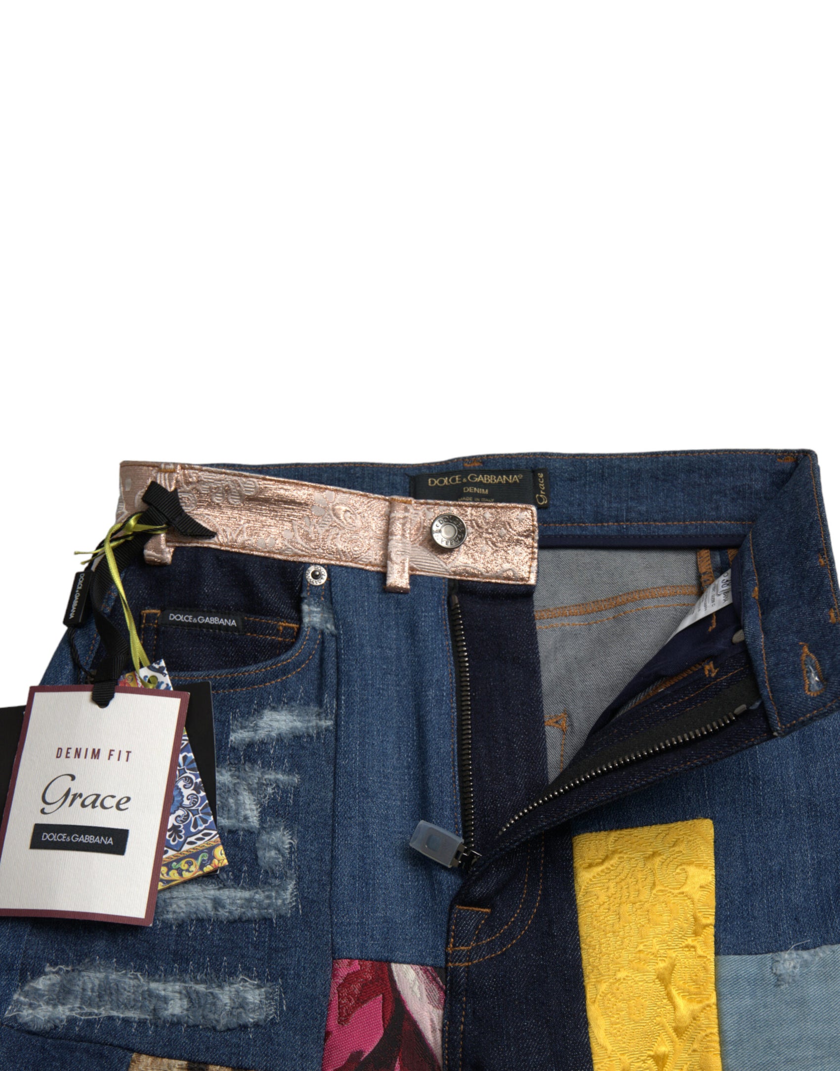 Leuchtende Patchwork-Skinny-Jeans