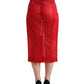 Chic Red High Waist Sheer Midi Skirt