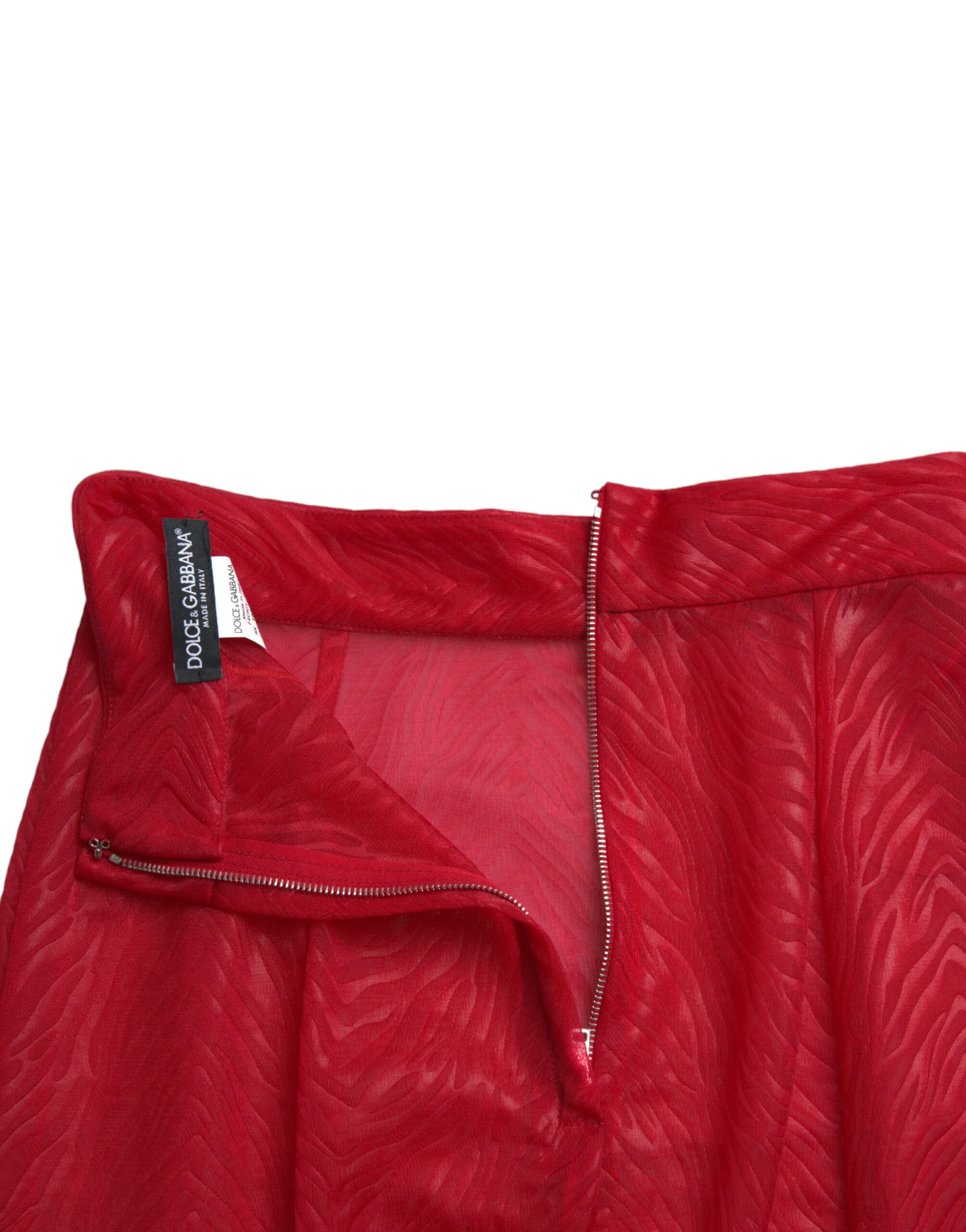 Gonna midi trasparente a vita alta rossa chic