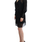 Elegant Sheer Black Silk Blouson Dress