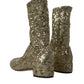 Elegant Mid Calf Gold Boots Exclusive Design