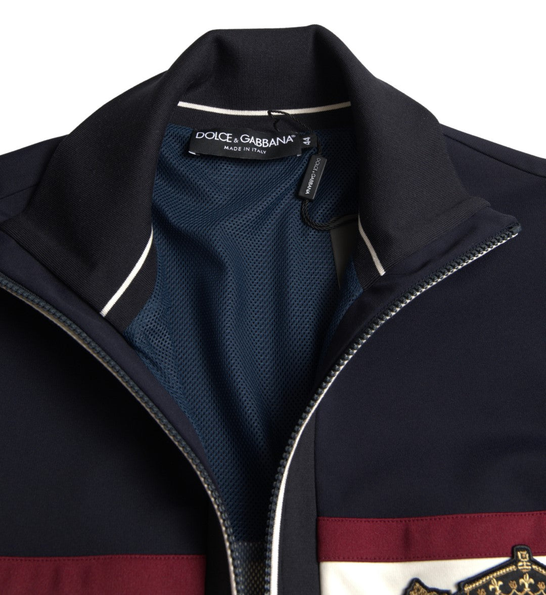 Elegante maglione cardigan con cerniera a righe blu