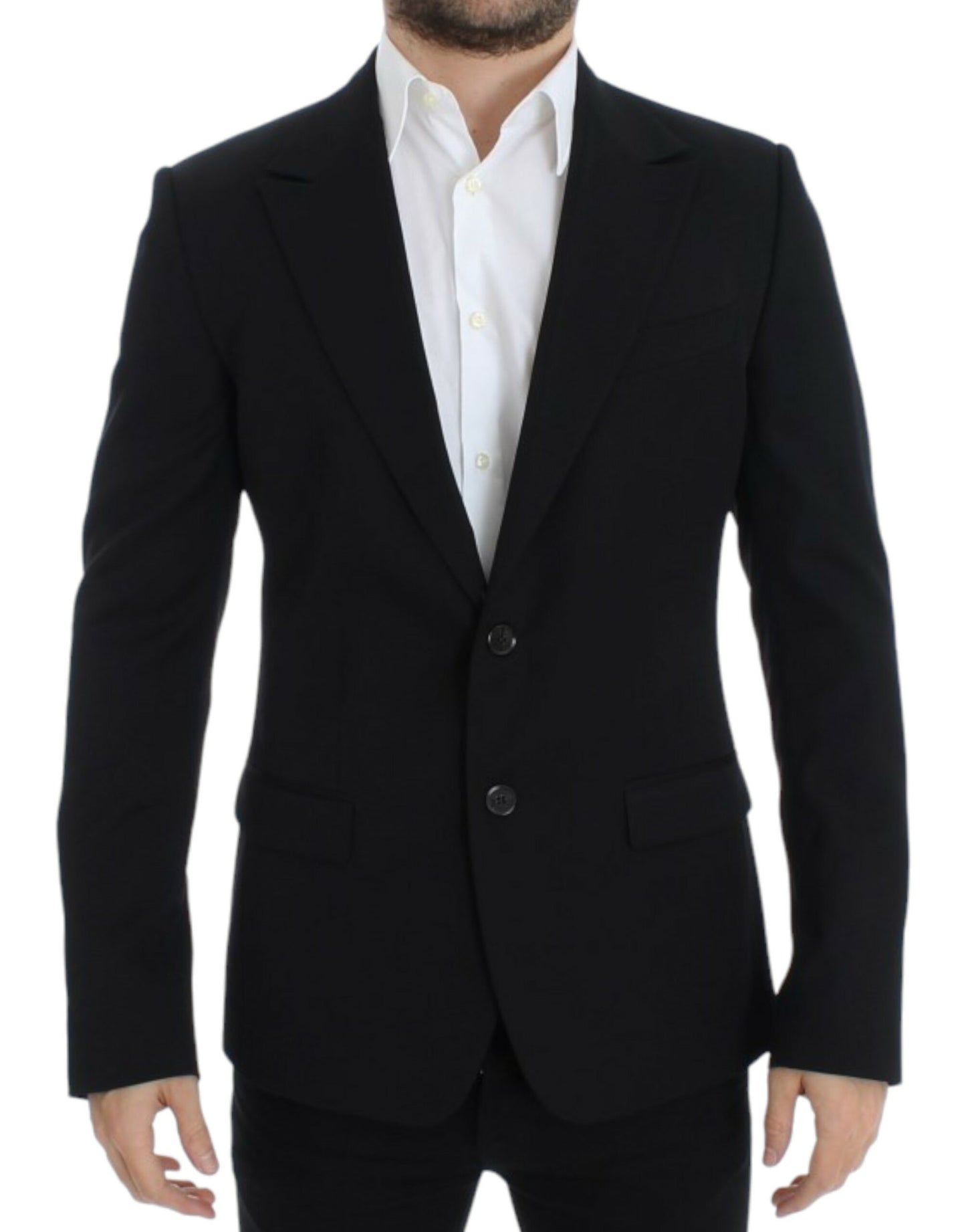 Eleganter Slim Fit Blazer aus schwarzer Wolle