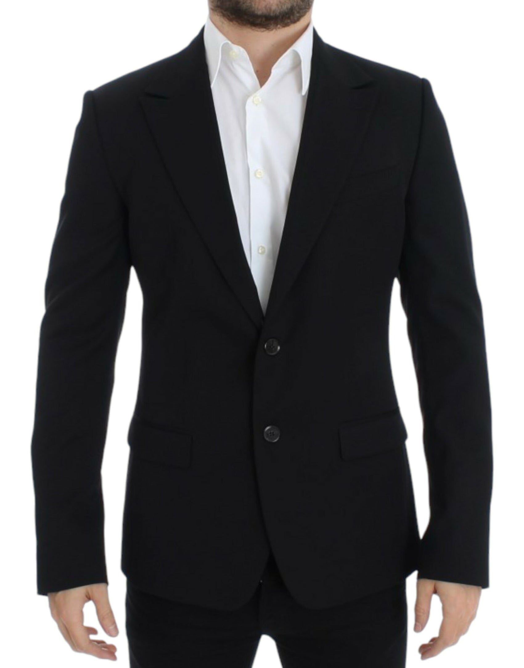 Blazer elegante in lana nera slim fit