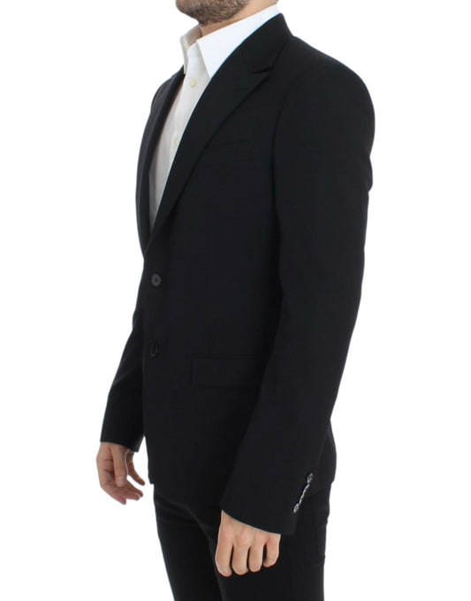 Blazer elegante in lana nera slim fit