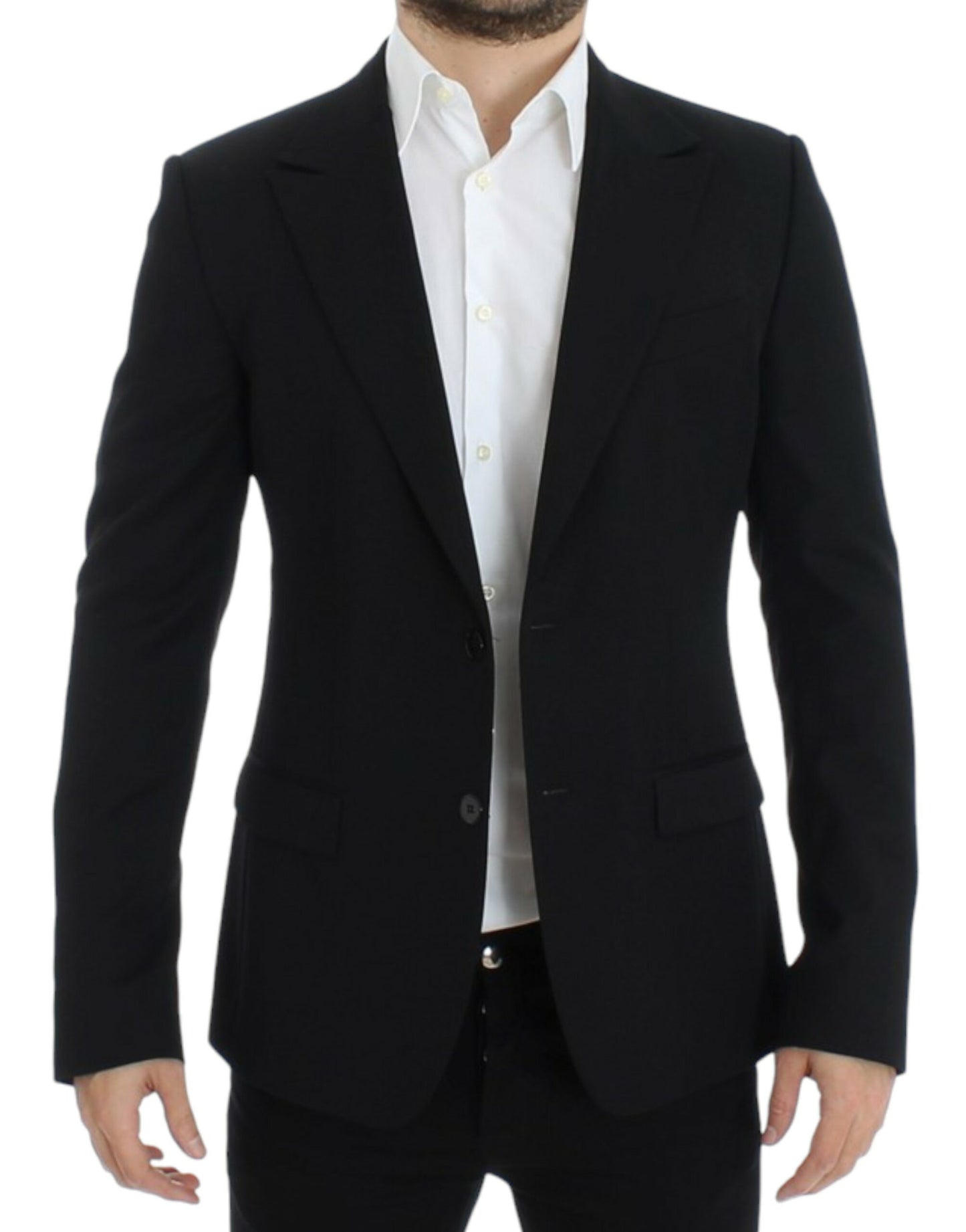 Blazer elegante in lana nera slim fit