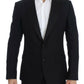 Elegant Black Silk Blend Sicilia Blazer