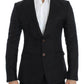 Elegant Black Silk Blend Two-Button Blazer