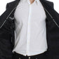 Elegant Gray Striped Wool Slim Blazer