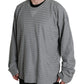 Eleganter grau gestreifter Seidenpullover mit Rundhalsausschnitt