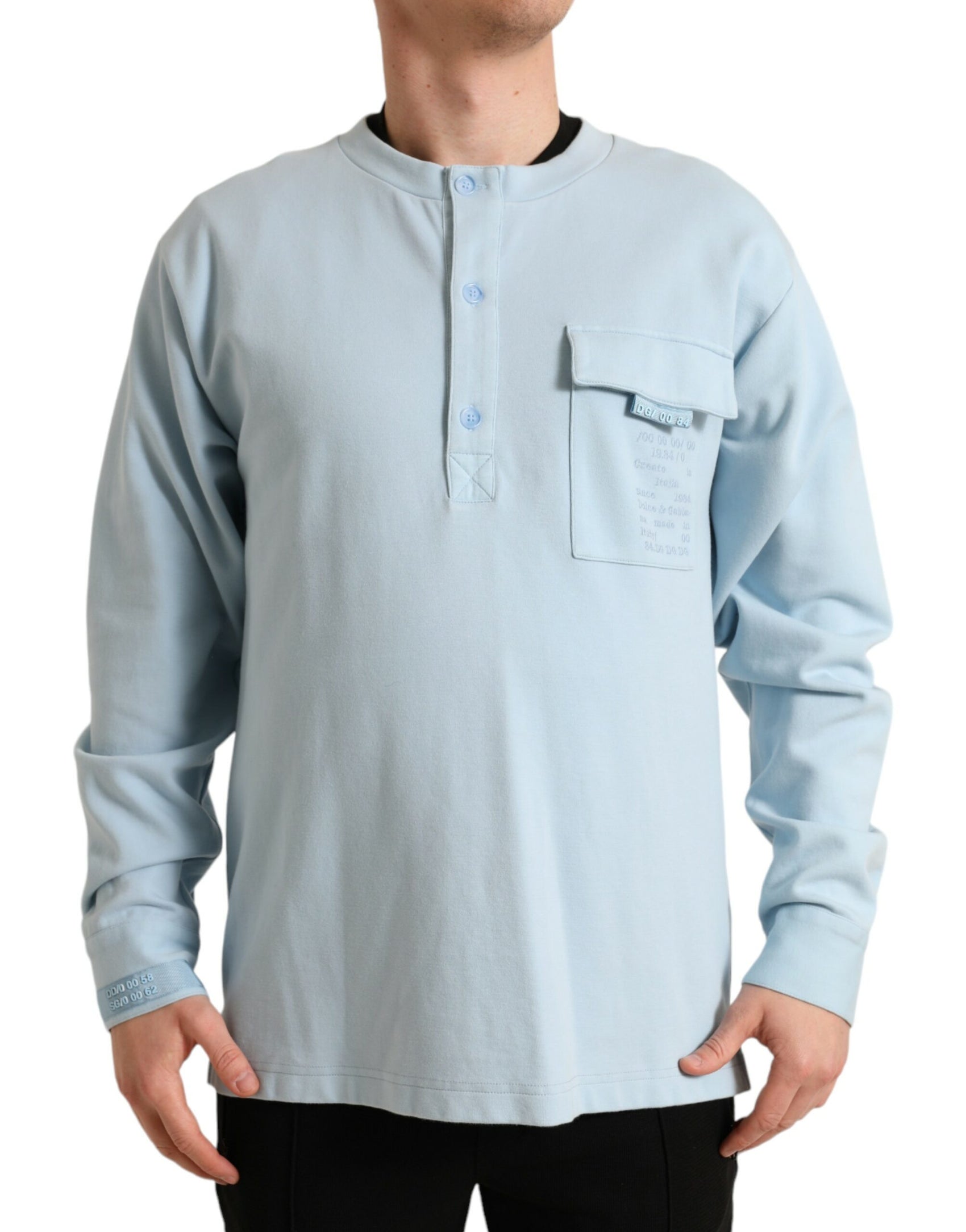 Eleganter hellblauer Rundhalspullover aus Baumwollmischung
