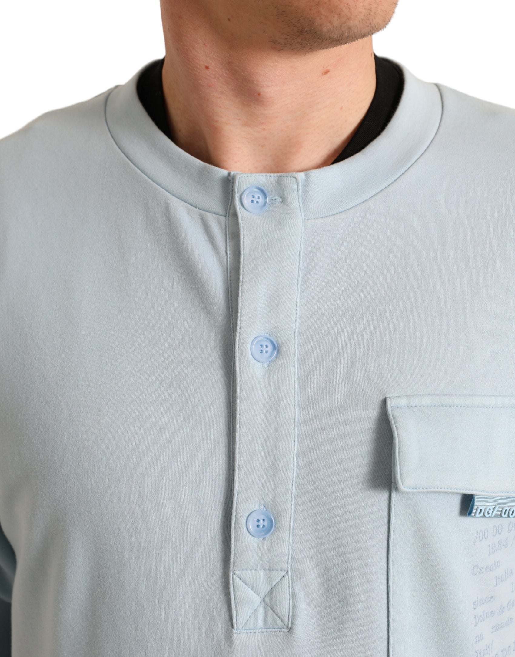 Eleganter hellblauer Rundhalspullover aus Baumwollmischung