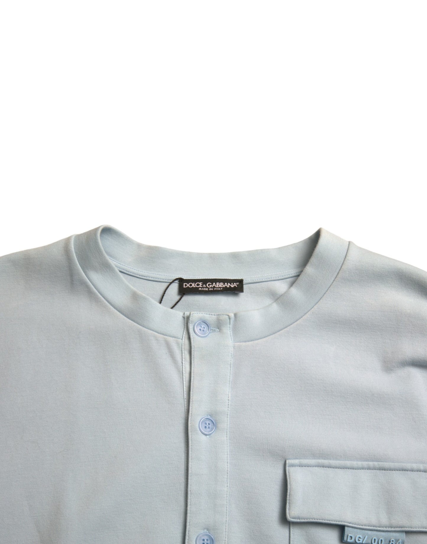 Eleganter hellblauer Rundhalspullover aus Baumwollmischung