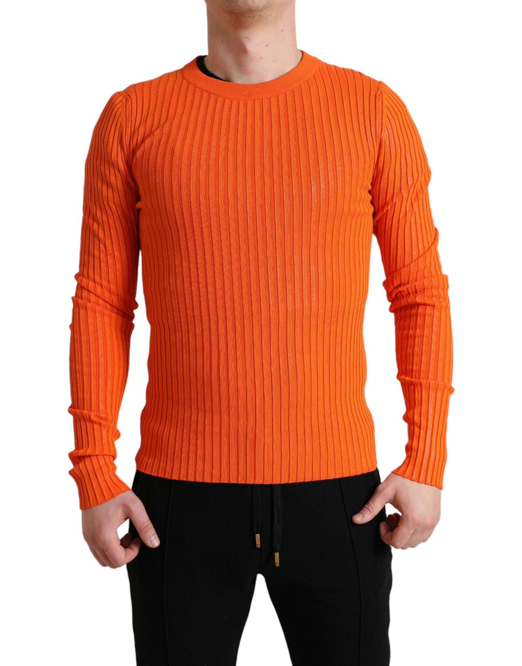 Eleganter Strickpullover in Sonnenuntergangsorange