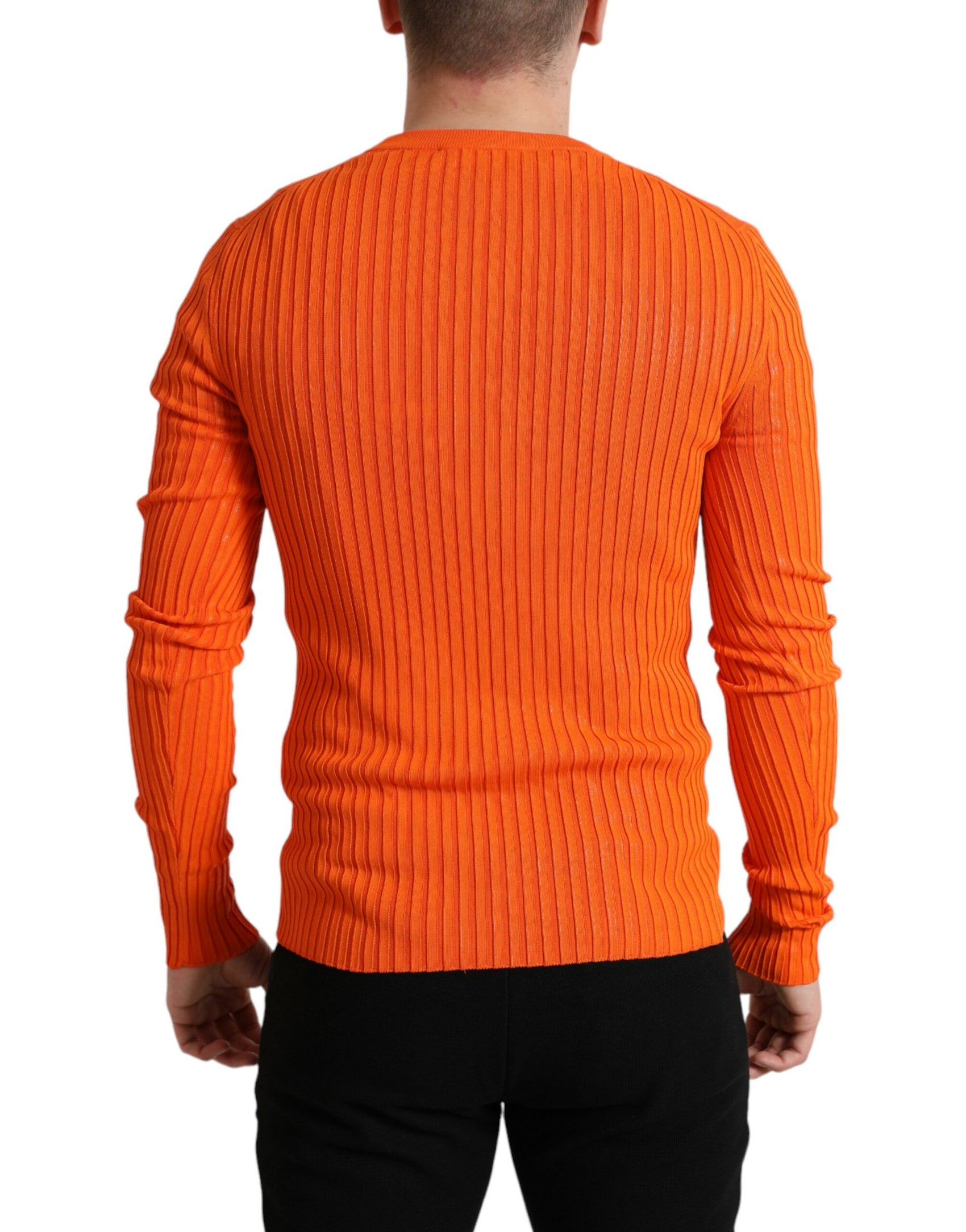 Eleganter Strickpullover in Sonnenuntergangsorange