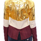 Elegant Metallic Croc Print Leather Jacket