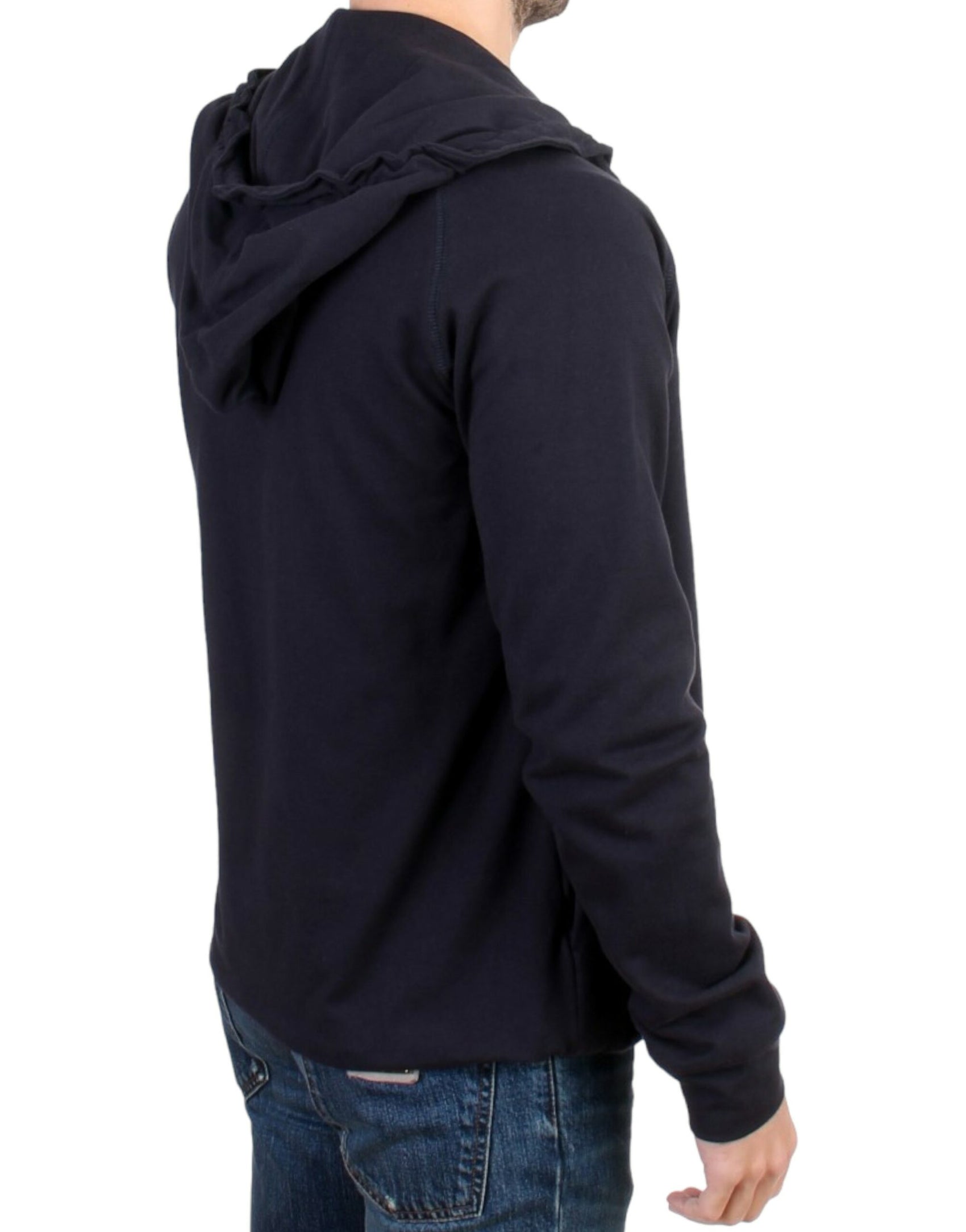 Eleganter blauer Kapuzenpullover aus Baumwolle