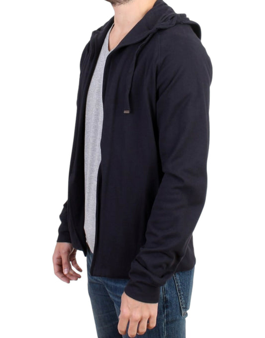 Eleganter blauer Kapuzenpullover aus Baumwolle