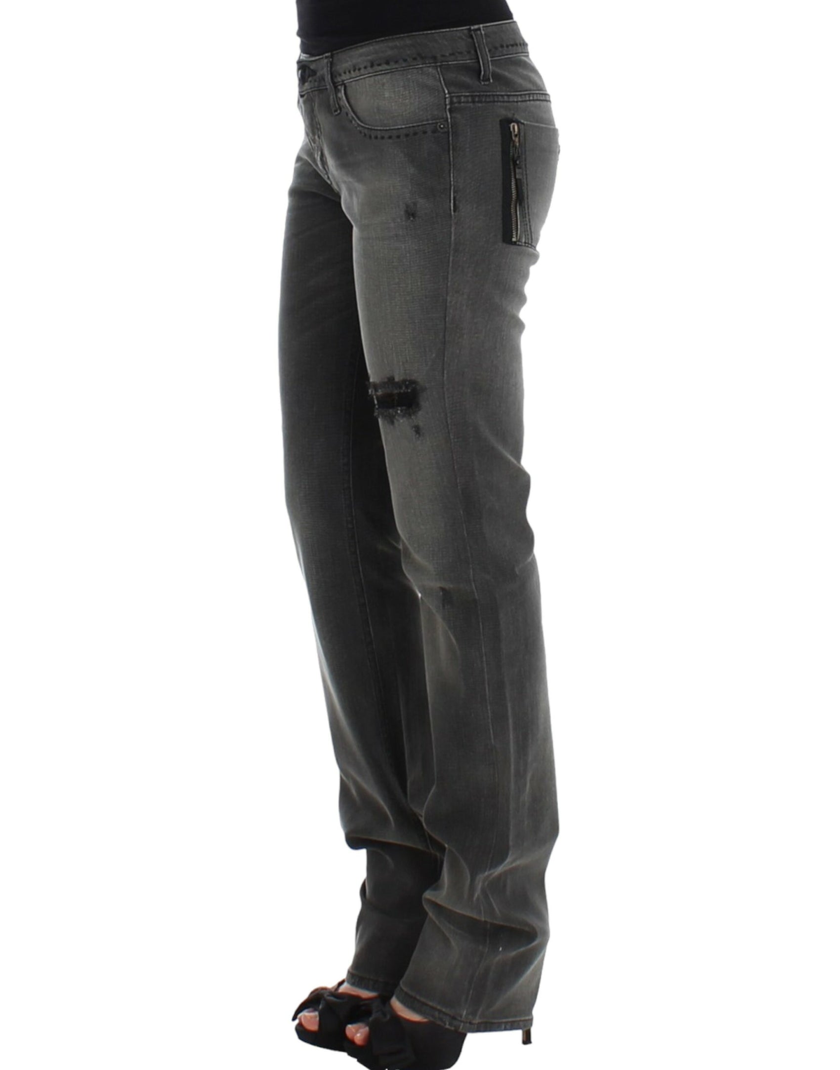 Schicke, graue Jeans mit geradem Bein