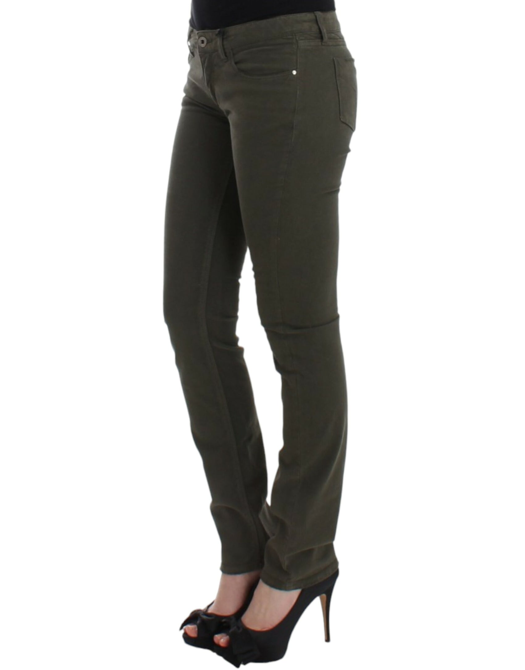 Schicke grüne Slim-Leg-Designer-Jeans