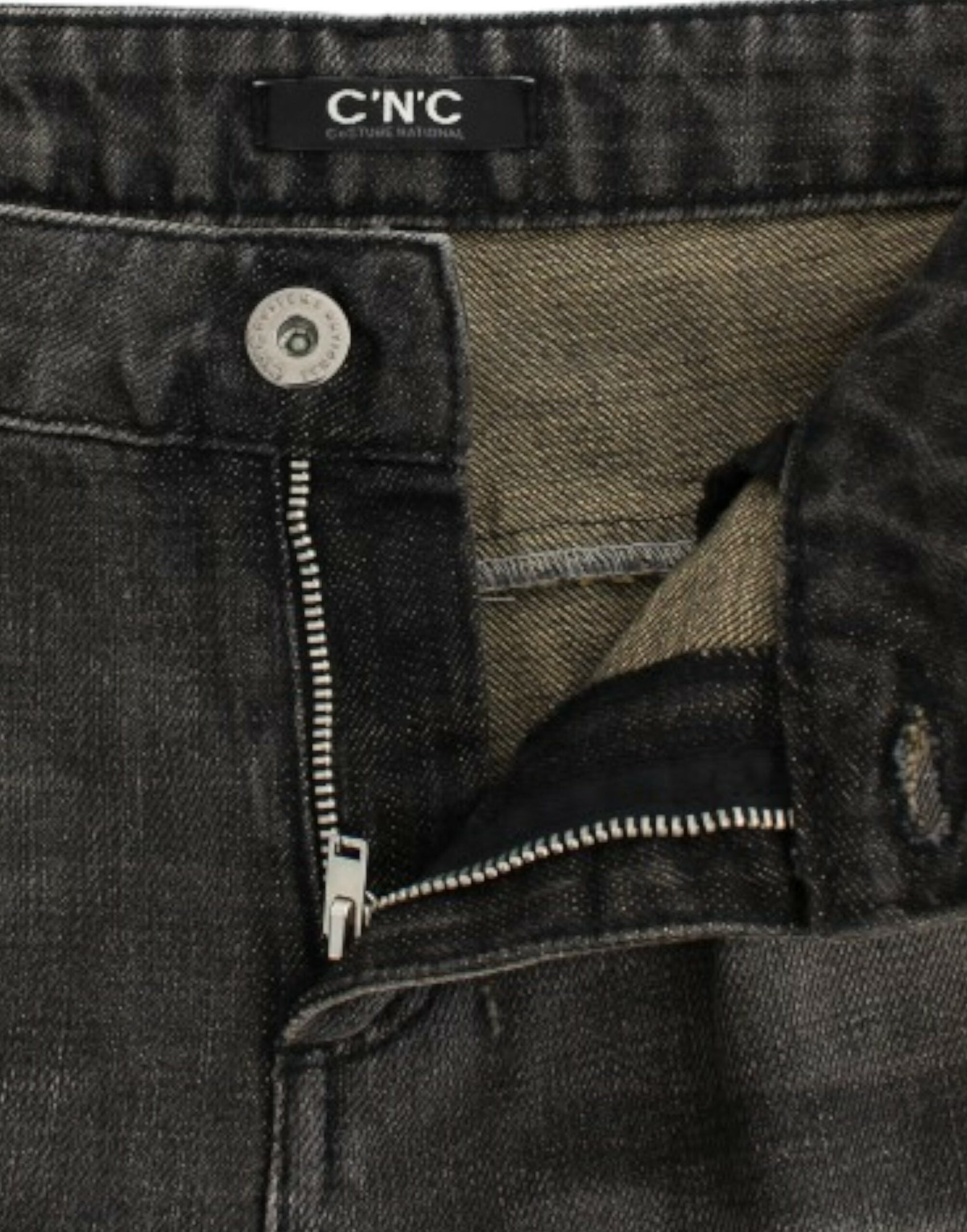 Elegante, graue Distressed-Jeans mit geradem Bein