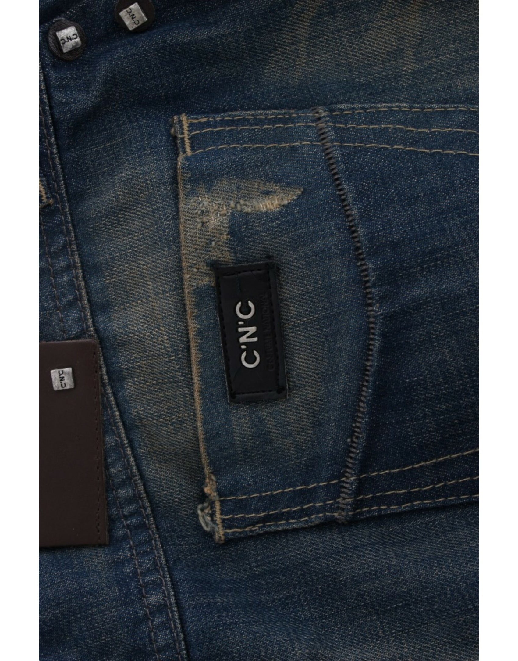 Jeans blu denim a gamba dritta chic