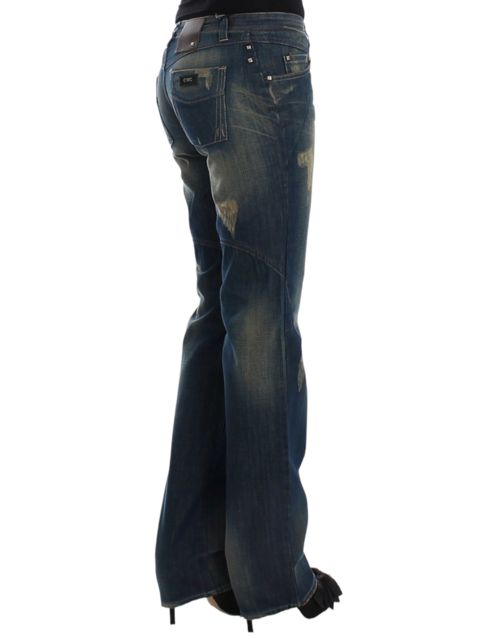 Jeans blu denim a gamba dritta chic
