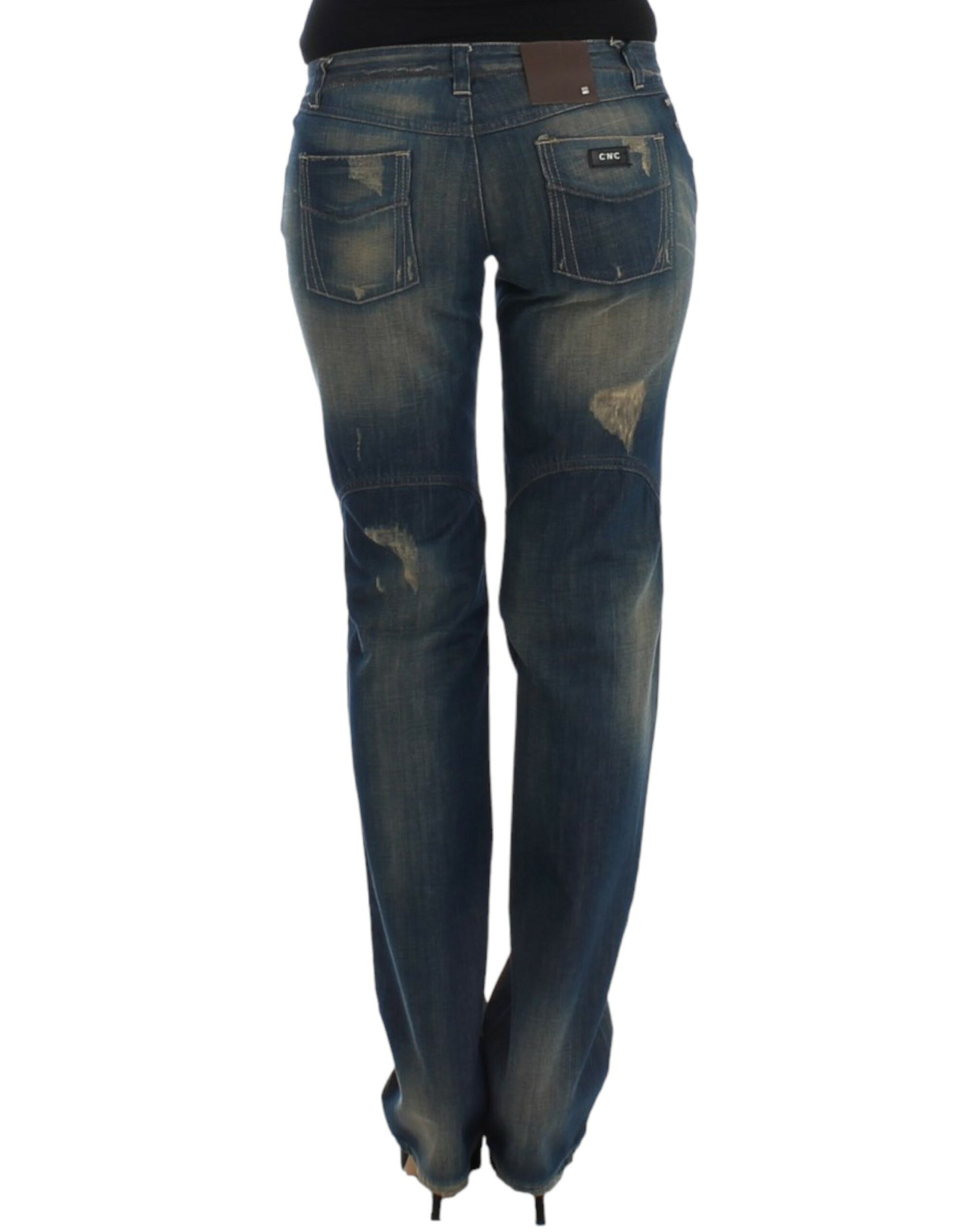 Jeans blu denim a gamba dritta chic