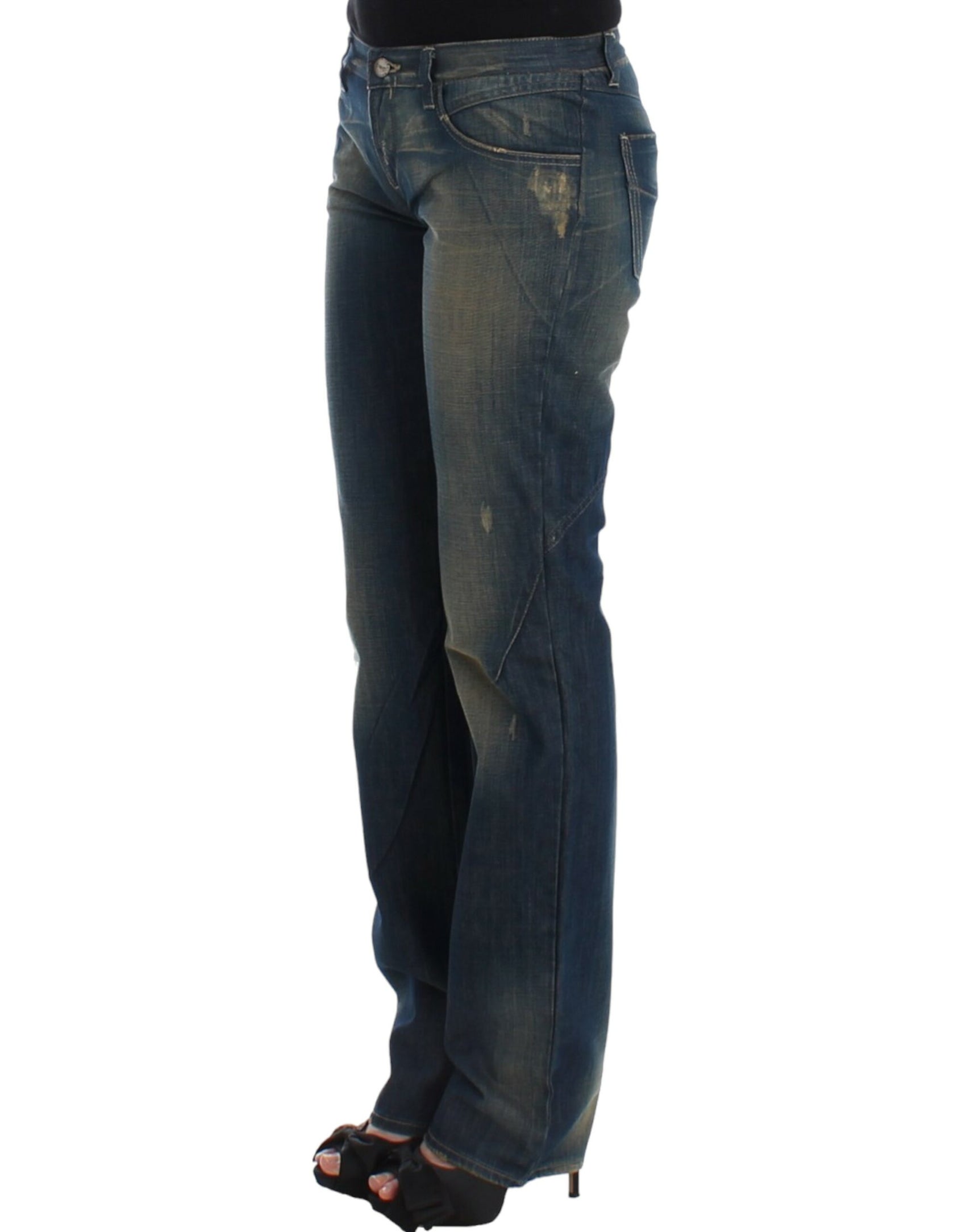 Jeans blu denim a gamba dritta chic