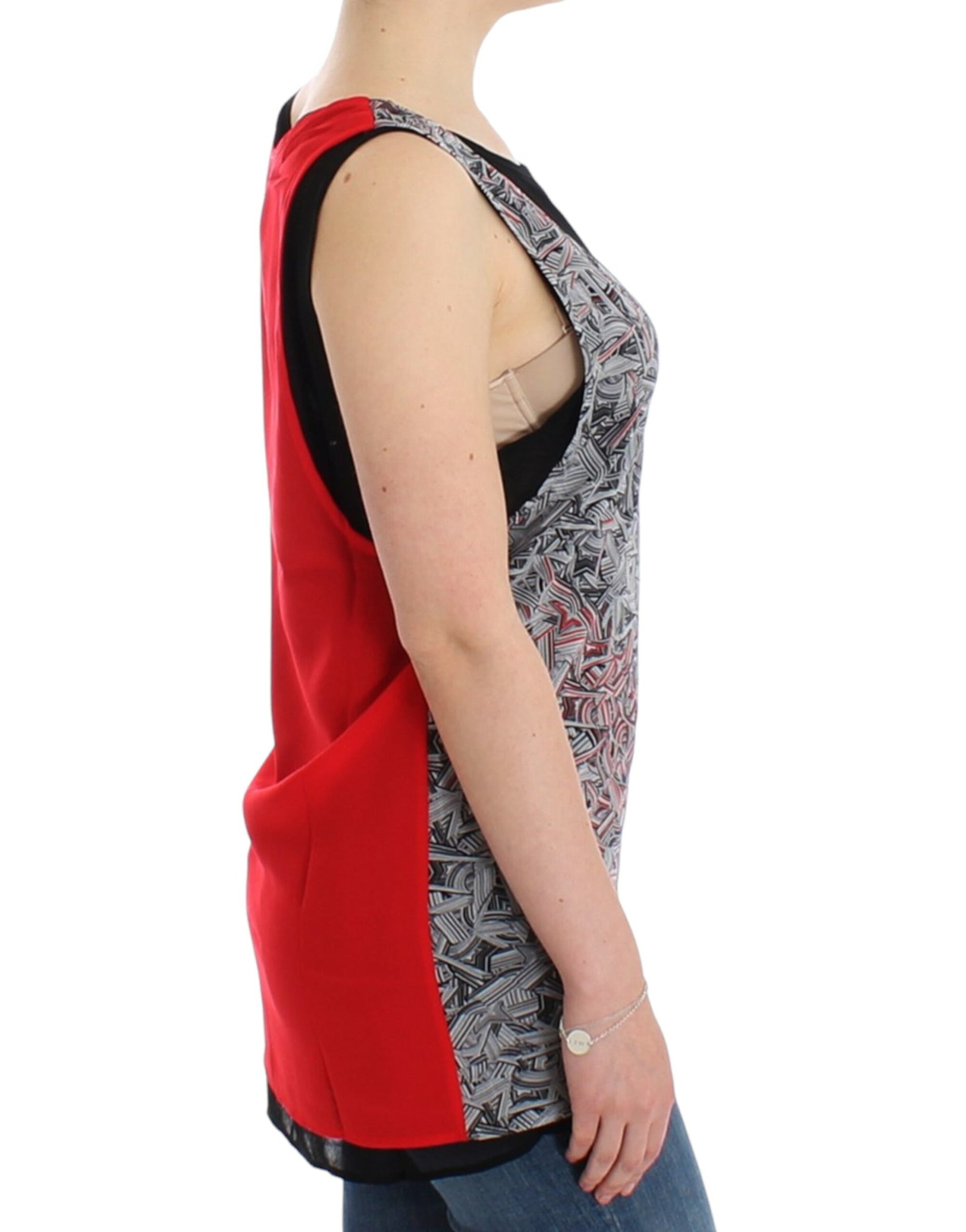 Elegantes ärmelloses Top in Schwarz und Rot