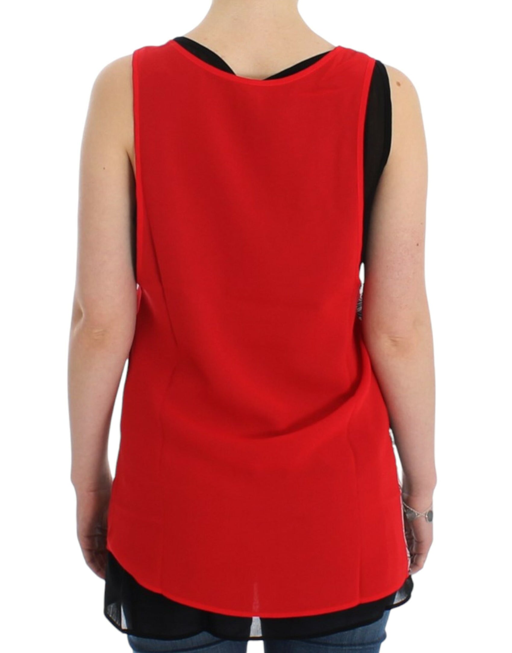 Elegantes ärmelloses Top in Schwarz und Rot