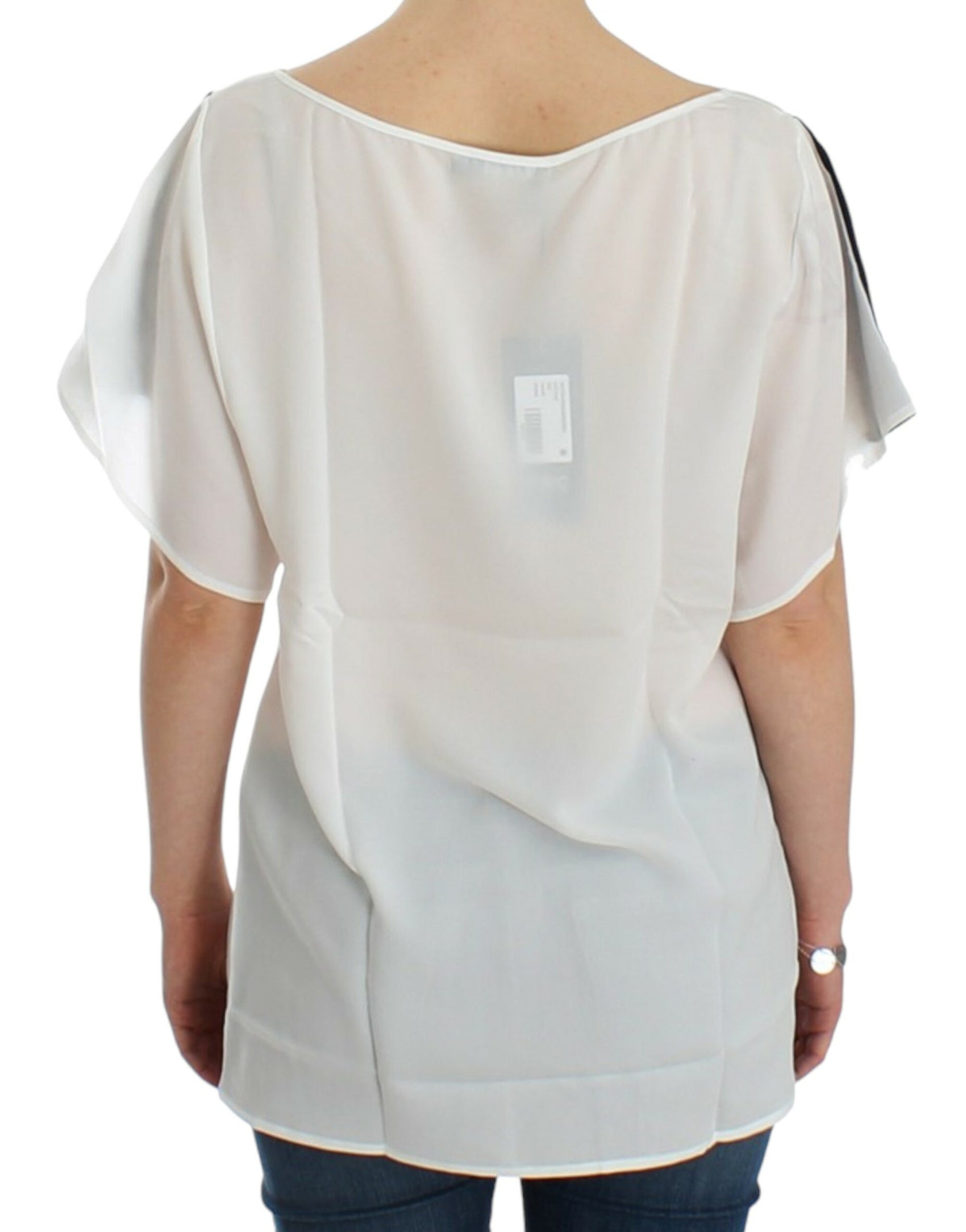 Schickes weißes T-Shirt mit V-Ausschnitt und Motivdruck