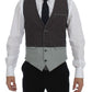 Elegant Gray Cotton Dress Vest