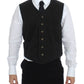 Elegant Black Cotton Blend Dress Vest