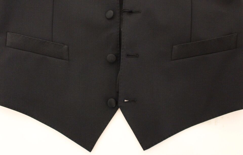 Elegante schwarze Weste aus Seide und Wolle